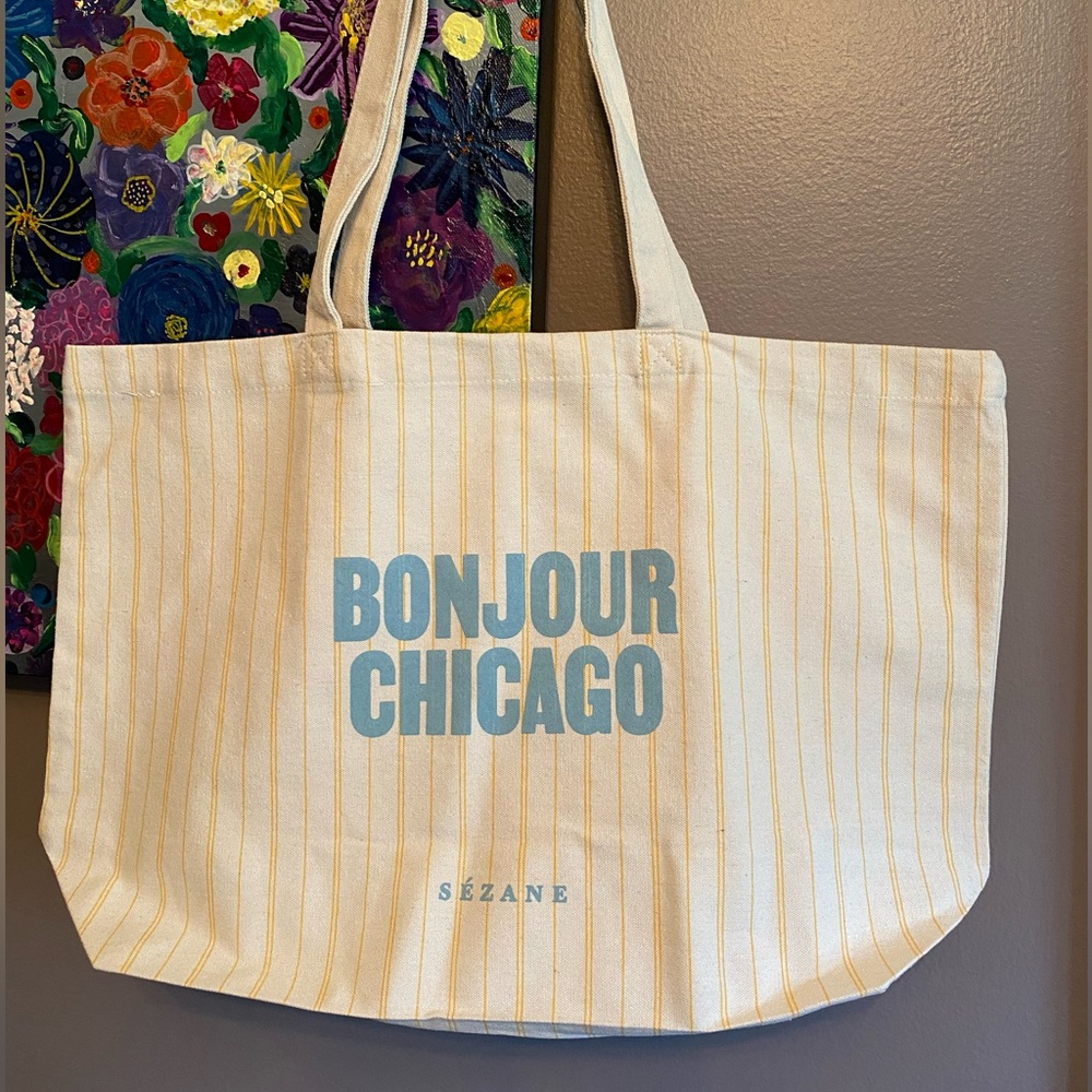 Sézane Bonjour Chicago Tote Bag NWOT